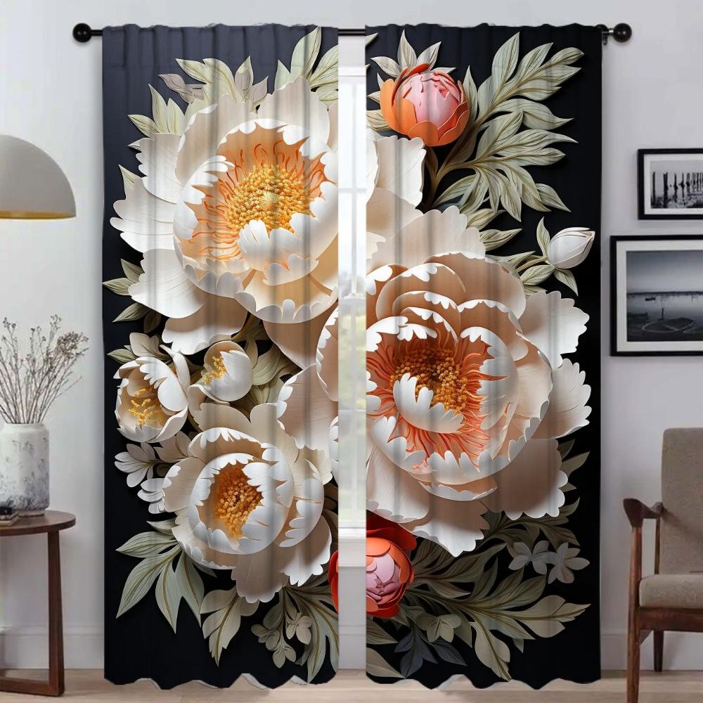 Шторы для гостиной Шторы для комнаты 2 панели 3D Цветочные украшения на Хэллоуин Шторы Жалюзи Домашний интерьер Шторы Перегородка