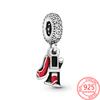 2022 Vintage 925 Sterling Silver 3D Enamel Lipstick High Heel Dress Charm Fit Fashion Bracelets Fine Jewelry Girls Party Gifts