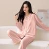 Couple pajamas pure cotton long-sleeved spring and autumn women's simple casual men's comfortable cardigan cotton loungewear set