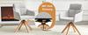 Set of 2 dining swivel chairs with high backrest. Light grey velvet fabric with solid wood legs. 360 degrees rotatable