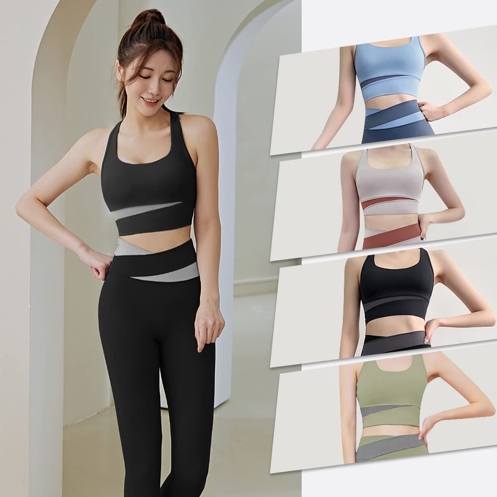 FLYSHION Fitness and Yoga Sports Bra and Leggings with Cups Women's Set,