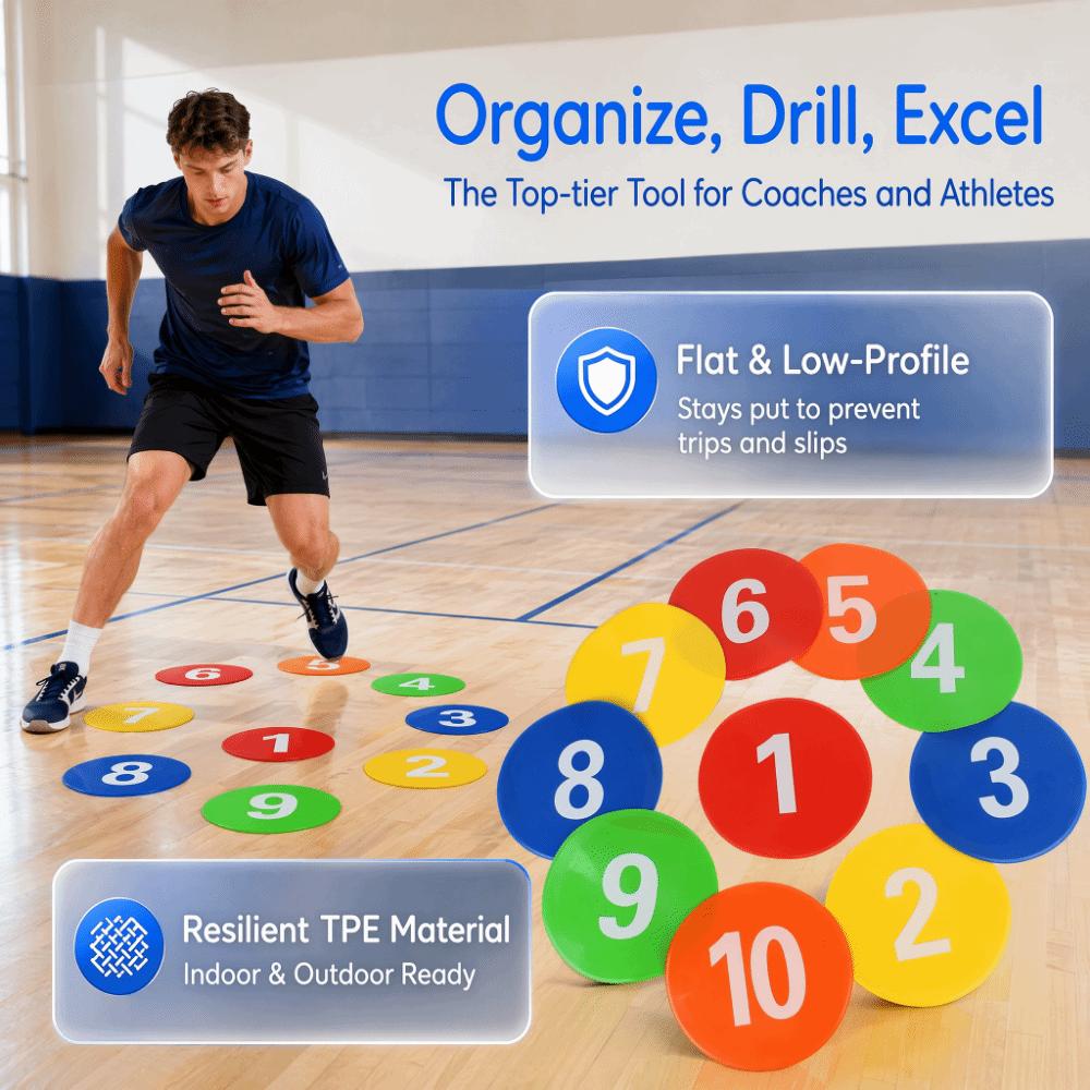 11PCS Round Flat Training Discs TPE Field Markers Professional Marker Set Classroom Games