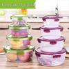 Круглый набор контейнеров для хранения и ланч-боксов из пищевого материала, пригодный для микроволновой печи