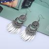 Fashion Boho Drop Long Tassel Earrings For Women Jewelry Vintage Antique Silver Plated Carved Flower Bohemian Drop Earrings