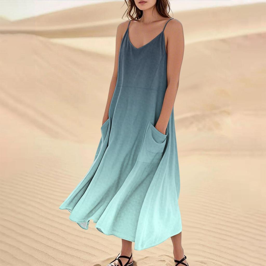 Женское летнее платье, повседневные свободные длинные пляжные платья для отдыха
