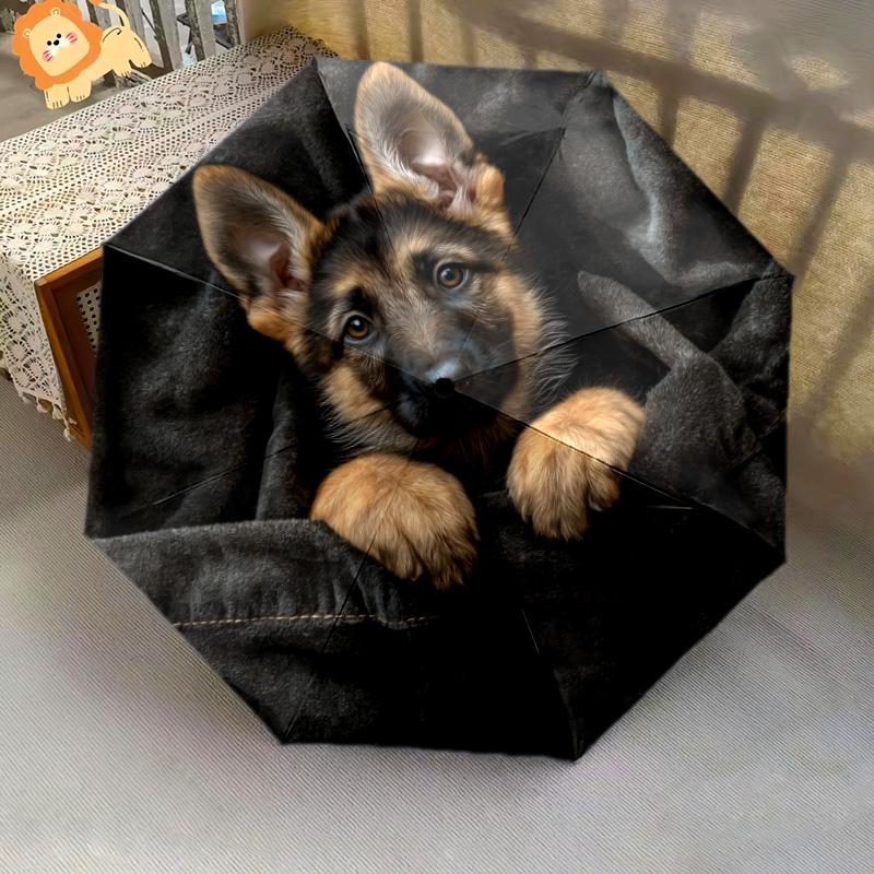 Зонт-автомат с рисунком «Собака на черном фоне», портативный и складной дизайн, 8 спиц, рождественский или день рождения подарок.