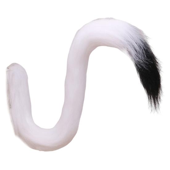 Cosplay Fake Cat Tail Soft Fuzzy Plush Contrast Color with Metal Pin Fixed Performance Club Dance Paty Costumes Prop Artificial Tail