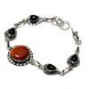 Red Sunstone Black Onyx Gemstone 925 Silver Plated Jewelry Bracelet 6-8"