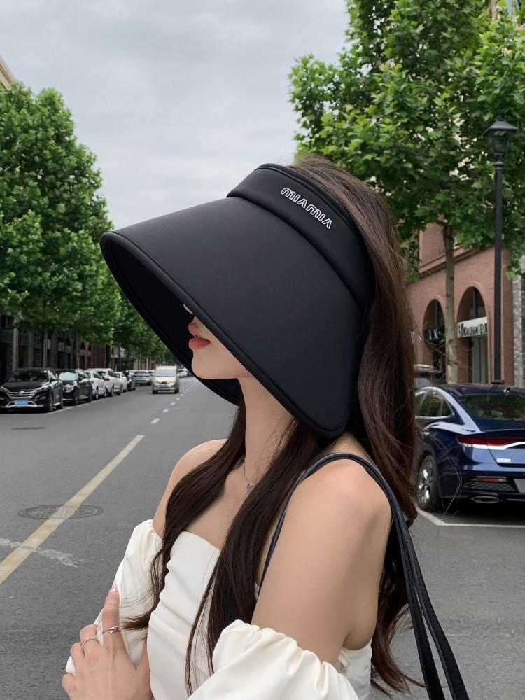 Wrap-around Full Face Sunscreen Hat Women's Summer Big Brim Empty Top Sun Hat Cycling UV Protection Ice Silk Sun Hat