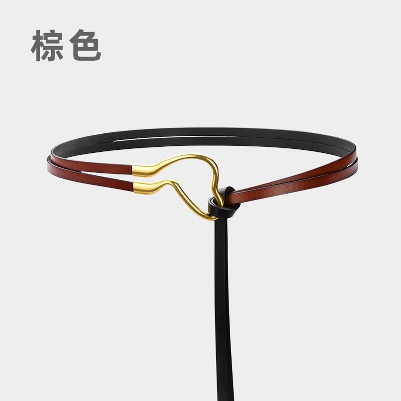 Belt Leather Women'S Simple Thin Belt Women'S Suit Dress Knotted Fashion Belt