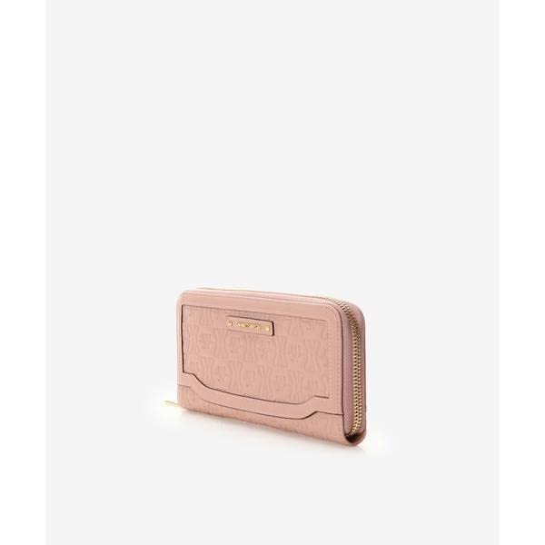 Кошелек двойного сложения с тиснением и точечной строчкой, длинный, розовый, бежевый [Samantha Vega]