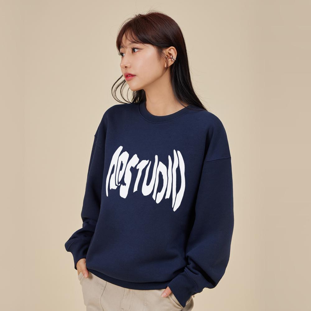 ASTRAL PROJECTION Ap Studio Ghost Lettering Loose Fit Sweatshirt_Navy