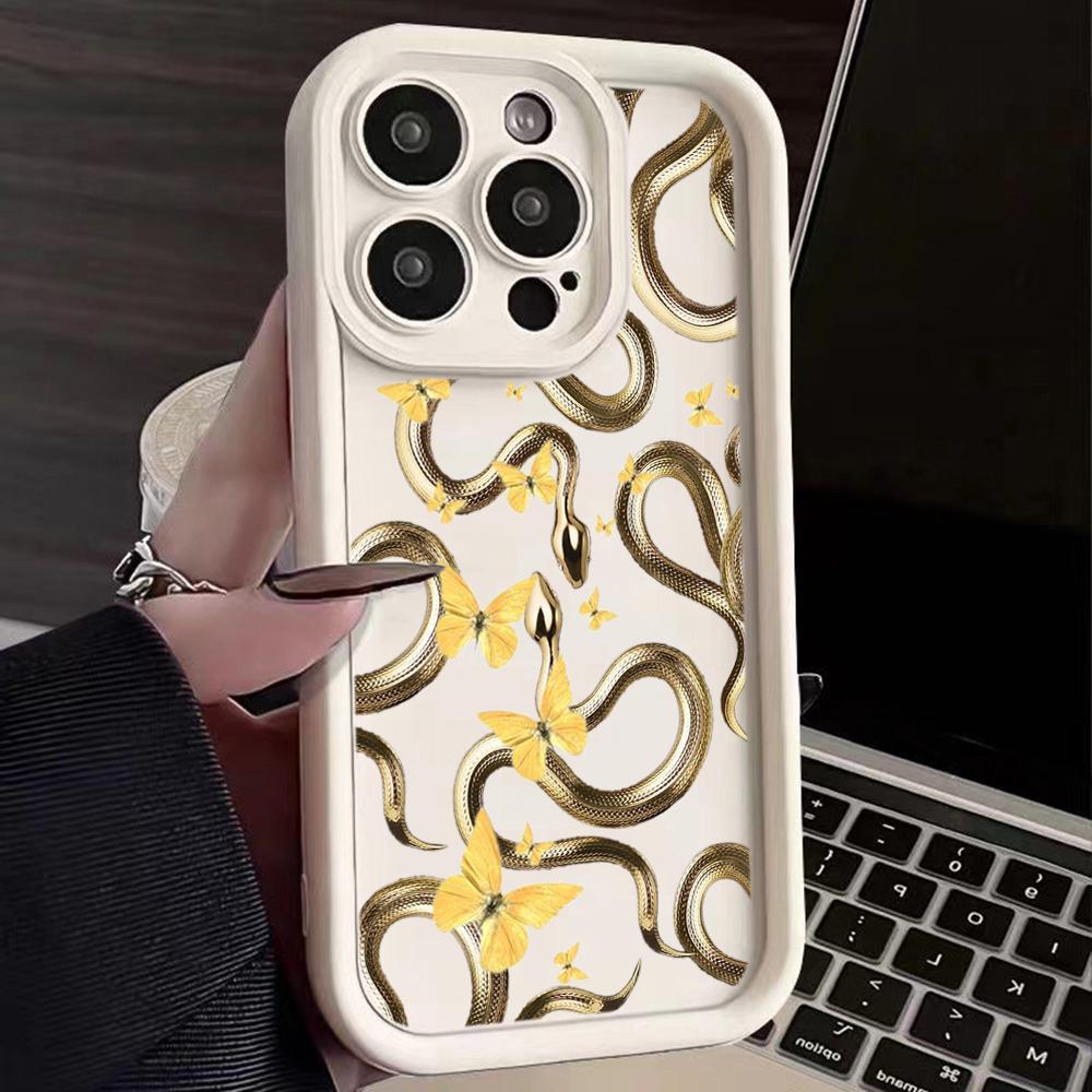 LZ5 Butterfly Black Gold Snake силиконовый чехол для телефона Infinix Smart9 Hot 40i Tecno Camon 20 Moto G22 G30 OnePlus Google Pixel 9 противоударный задний чехол