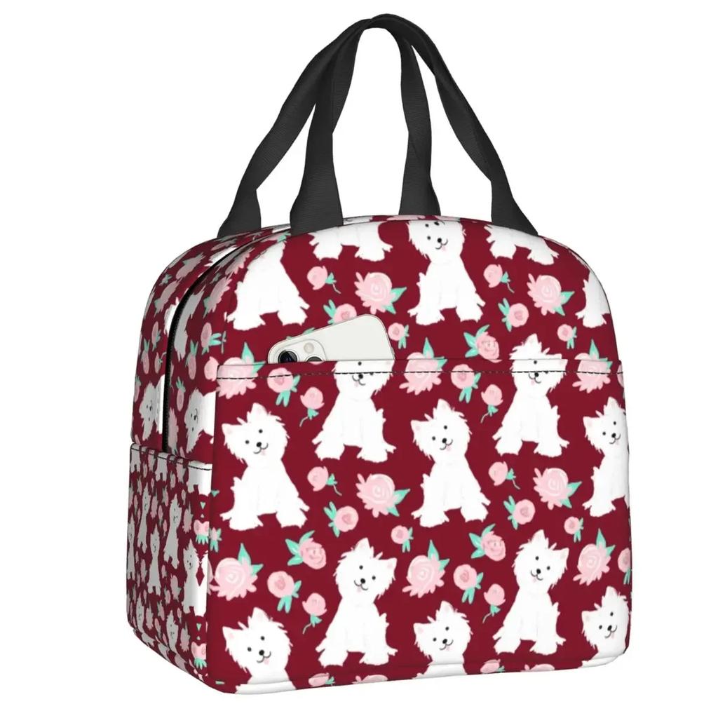 Life Lemons Westie Dog Insulated Lunch Bags for Outdoor Picnic West Highland White Terrier Portable Cooler Thermal Lunch Box Kid