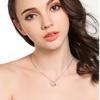 Zircon Studded Clover Pendant Necklace Trendy Silver Jewelry for Women