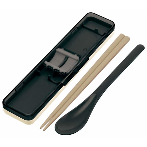 Skater Chopstick Spoon Combination Set 18cm Antibacterial Treated Lunch Box for Adults Comes with Silicone Cushion and Doesn't Make a Sound Made In Ja