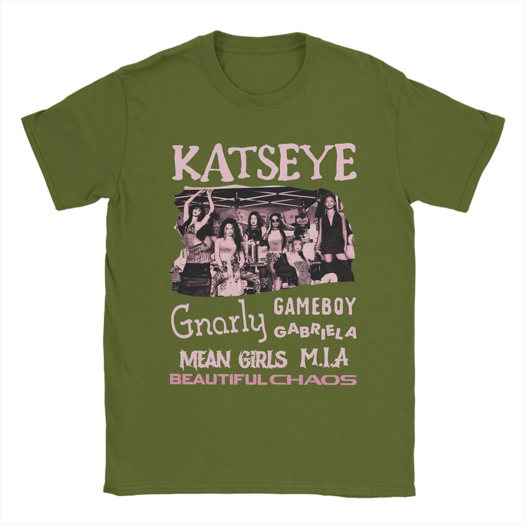 Casual Katseye Kpop Girl Group T-Shirt Men Crew Neck Cotton T Shirts Short Sleeve Tee Shirt Printed Clothing