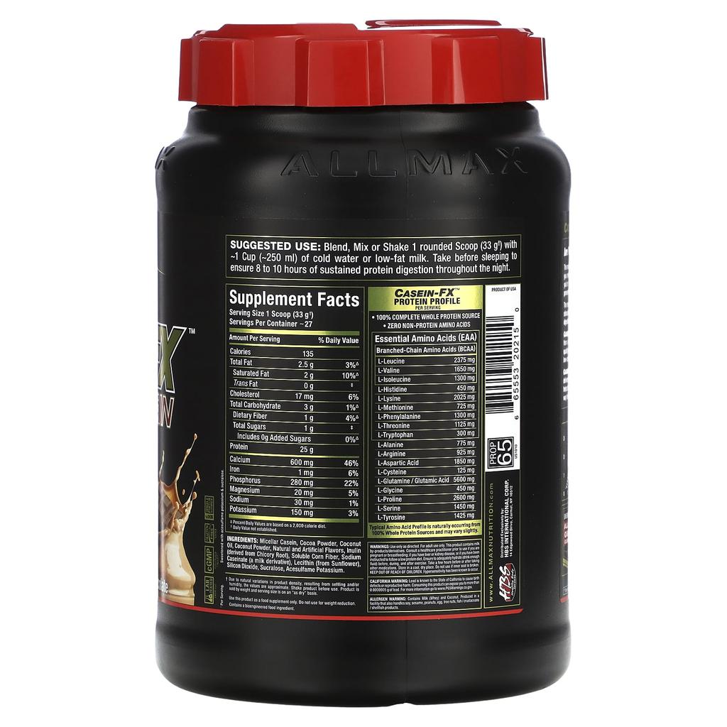 ALLMAX, CaseinFX, 100% Мицеллярный Казеиновый Протеин, Шоколад, 2 фунта. (907 г)