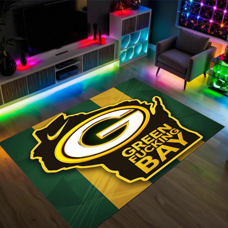 Green Bay Packers Design Crystal Velvet Carpet Cozy Non?Slip Printed Rug For Bedroom Living Room Entrance