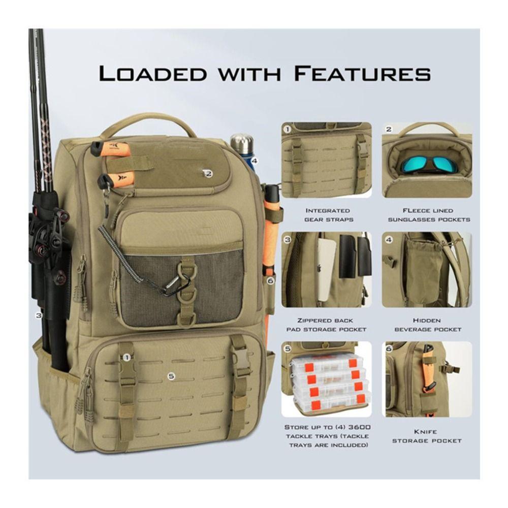 Multifunctional Fishing Tackle Backpack Large Capacity Fishing Gear Storage Bag Fishing Equipment