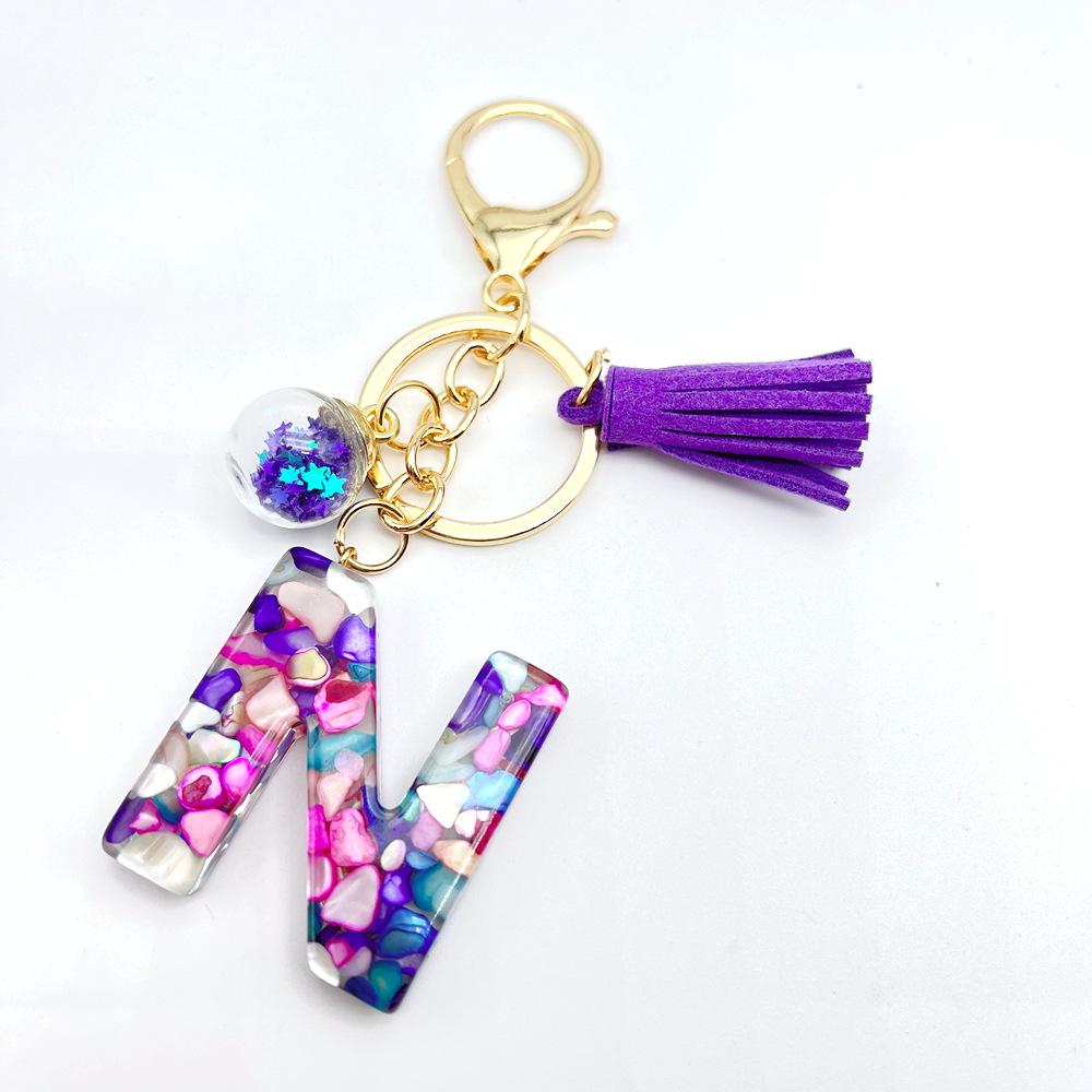 Европейский и американский хит продаж брелок с английскими инициалами и фиолетовой кисточкой