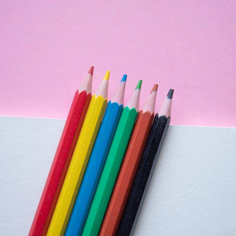 6 цветов 3,5 дюйма мини короткие детские цветные карандаши для рисования учеников начальной школы раскраски набор художественных канцелярских принадлежностей для школы