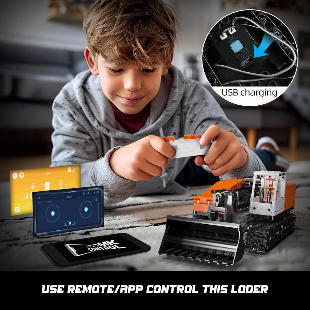 Mould King 17054 Technic RC Погрузчик Mongoose MOC Электрический бульдозер Тяжелая строительная техника Шахтный погрузчик Технологический строительный набор Трактор - (1423+