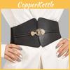 Gold Buckle Fashion Decoration Women Casual Black Faux Leather Belt For Daily