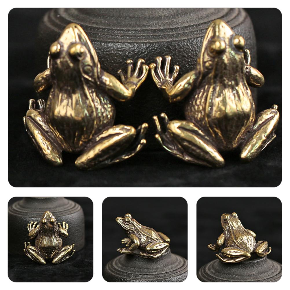 Мини Статуэтка Лягушки Ретро Латунь Массивная Настольное Декоративное Украшение Крошечный Классический Пруд Сад