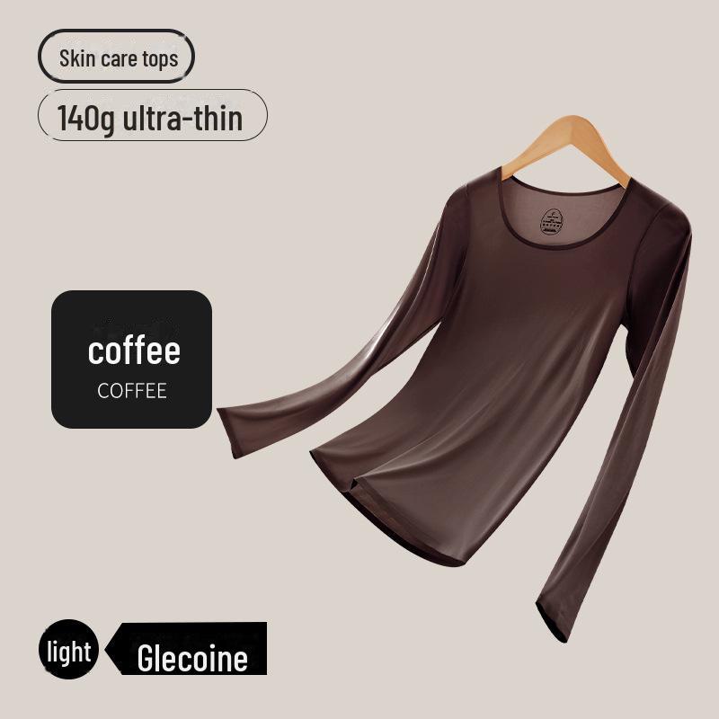 Женский ультратонкий бесшовный термобелье — телесного цвета, высокая эластичность, невидимое тепло, идеально подходит для осени и зимы.