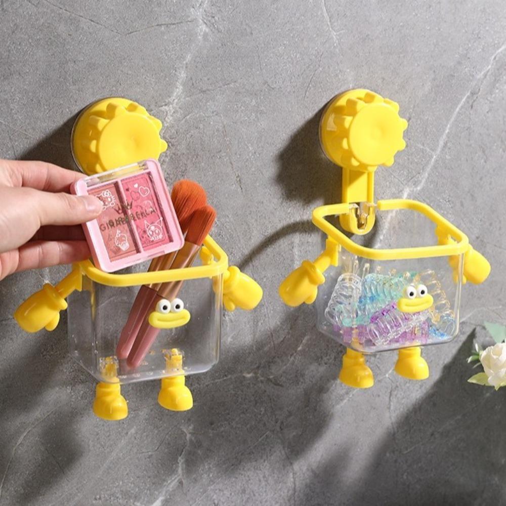 2 шт. Перфорированная стойка для хранения полотенец для лица в форме робота, прозрачный ящик для хранения, ванная комната