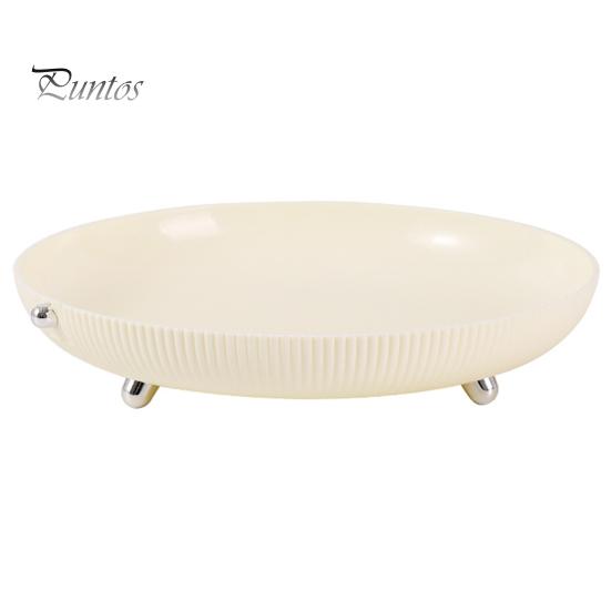 Light Luxury Transparent Fruit Plate Large Opening Design Strip Texture Stable Placement Electroplated Feet Fruit Tray