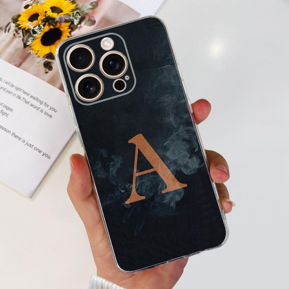 Для iPhone 16 Pro Max iPhone16 Pro Модный чехол с инициалом Для iPhone 16Pro 16ProMax Прозрачный ТПУ Мягкий силиконовый чехол для телефона