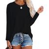 Spring Autumn Women Simple Casual Loose Button All Match Basic T-shirt Solid O Neck Long Sleeve Pullover Tops