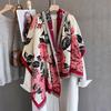 Autumn New Rose Print Shawl Imitation Cashmere Fringed Scarf Women's High-end Cold-proof and Warm Scarf