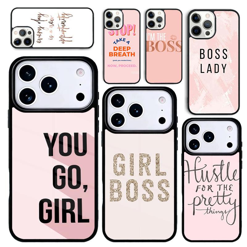 Чехол Case для iPhone 17 Air 16 Pro Max 15 Plus 11 13 Mini 14 12 Задняя крышка телефона Розовый Девушка Босс