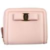 Pristine Bifold Wallet Vara Ribbon Zip Around Pink Leather Used