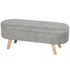 2-in-1 Fabric Storage Bed Bench, Wooden Legs, 110x40x43 cm, Light Grey