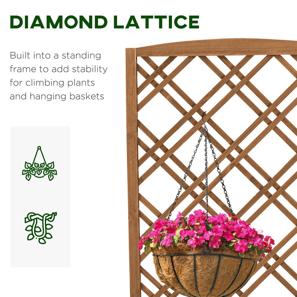Garden Planter With Trellis Wooden Raised Bed For Garden With Lattice Trellis For Vegetables Herbs And Flowers Brown