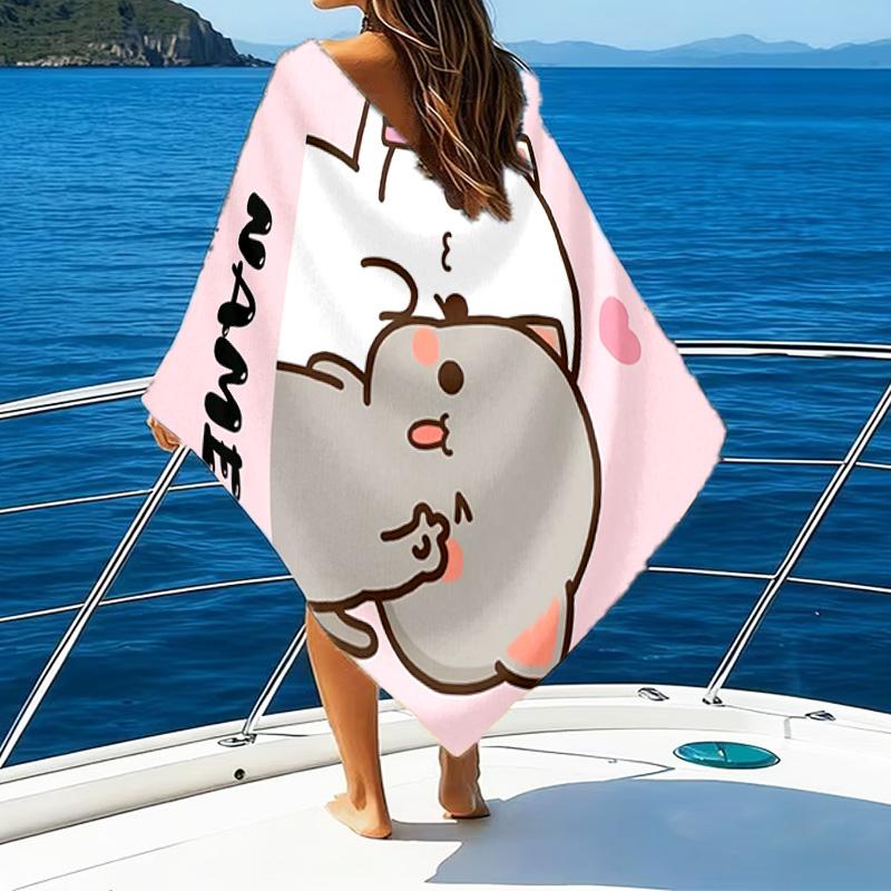 1PC Custom Name Beach Towel Bobo Dudu Beach Towel, Suitable for Camping, Travel, Beach Accessories, Super Absorbent, Family Gift