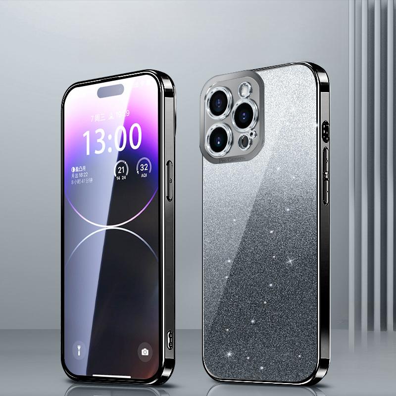 Подходит для iPhone16Pro Градиентный блестящий чехол для телефона Apple 15 Гальванизированные «Ангельские глазки» 14 Полностью закрывающий ТПУ защитный чехол