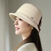 Autumn and winter elegant thickened polished cotton basin hat women's big head circumference outdoor windproof face small warm fisherman hat