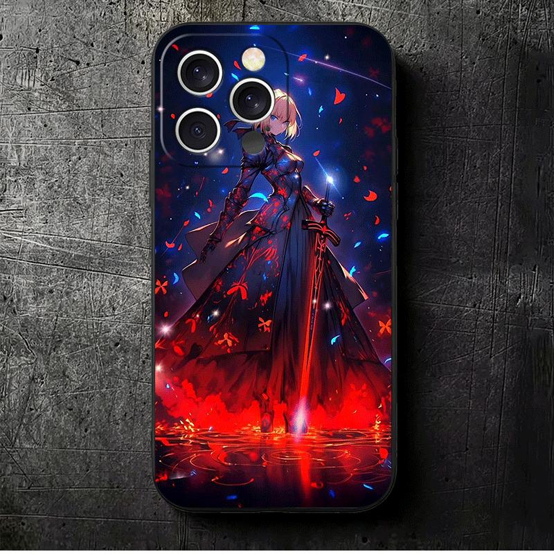 Чехол для телефона Fate Zero Stay Night Saber Мягкий Чехол-накладка для iPhone 16 16E 17 Air 15 Pro Max 14 Plus 13 Mini 11 12 7 Черный Задняя панель