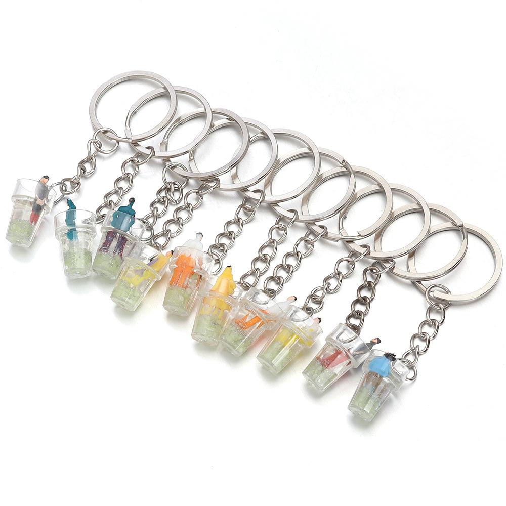 10pcs/lot Metal Flat Round Key Ring Key Chain With Acrylic Charms DIY Key Chain Pendant Connectors Jewelry Making Accessories