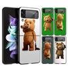 Hard PC Phone Case For Samsung Galaxy Z Flip 7 6 5 4 Black Cover For Galaxy Z Flip 3 Foldable Shockproof Funny Tedy Bear Fundas