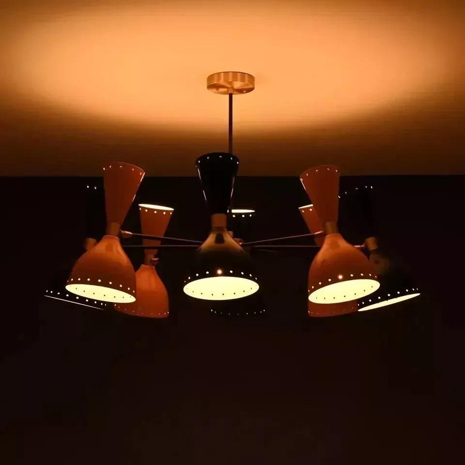Элегантный итальянский подвесной светильник с 16 лампами, современный стиль Stilnovo, абажуры Diablo, люстра-спутник