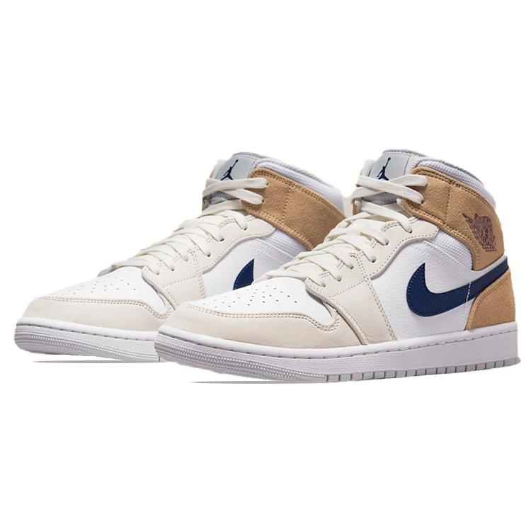 Air Jordan 1 Mid 'White Khaki Blue Void' Men's DO6726-100