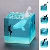 Sea Animal Cube Figurine Glow-in-the-dark Whale Shark Resin Statue Sculpture Home Office Desktop Bookshelf Decoration Ornament Festival