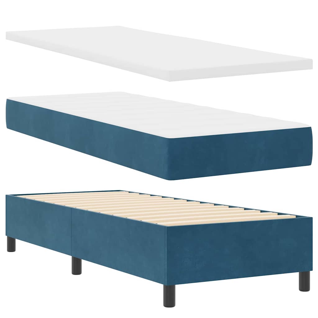 Box Spring Bed with Headboard Dark Blue 80 x 200 cm Velvet