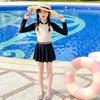 Girls one-piece swimsuit 2026 new middle-aged and older children's summer children's swimsuit girls long-sleeved sunscreen conservative swimsuit